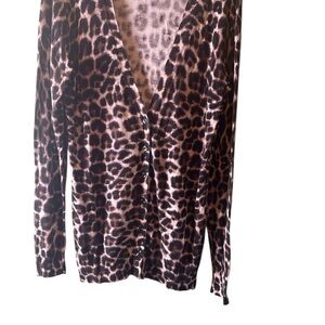 Ann Taylor Leopard Print Cardigan - Brown and Black